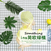 ins simulation leaf photo photography props Birthday proposal balloon background green fake leaf pendulum shot decoration