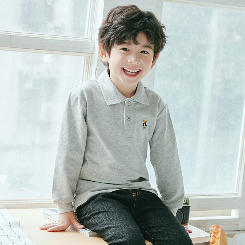 dài tay trẻ em T-shirt boy ve áo POLO bottomshirt trẻ em hàng đầu tại con lớn của Hàn Quốc phiên bản của mùa xuân và mùa thu váy thủy triều năm 2020.