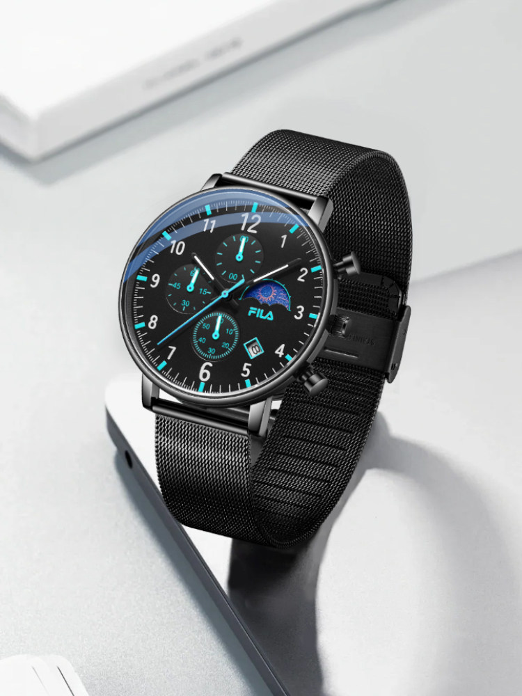 Fila Three-Eye Multifunctional Woven Milanese Steel Band Watch with Luminous Hands, Stylish Men's Watch New 6743