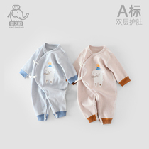 Baby jumpsuit spring and autumn cotton underwear baby ha clothing spring long sleeve boneless pajamas newborn strap climbing suit