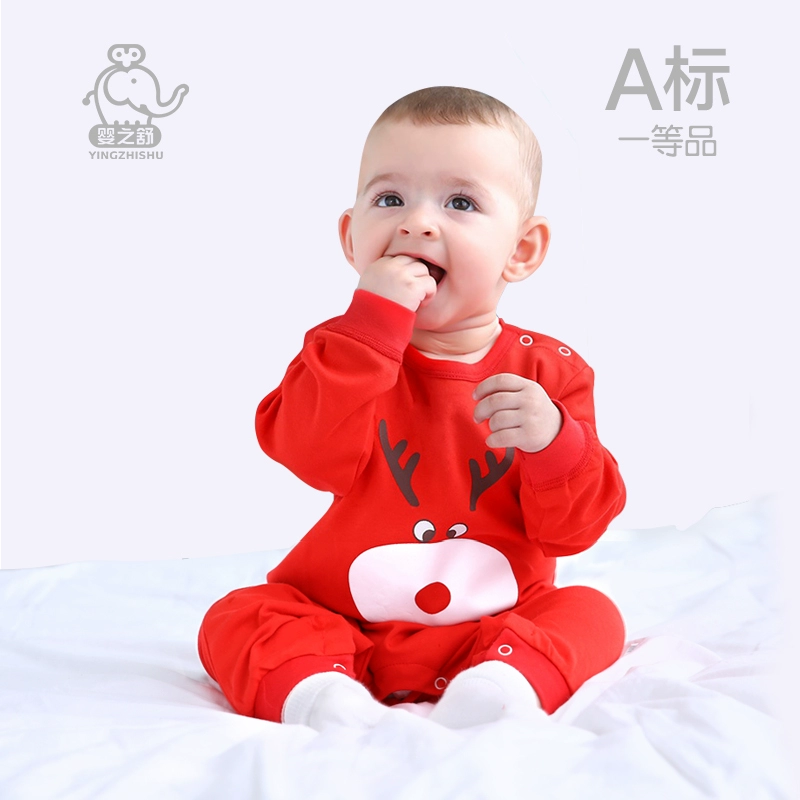 Áo liền quần cho bé mùa xuân và mùa thu đông cotton dài tay nam và nữ trẻ sơ sinh rompers leo núi phù hợp với quần áo sơ sinh mỏng mùa thu - Áo liền quần