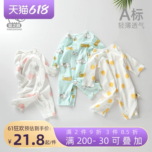 Детский летний тонкий хлопковый лонгслив, боди для новорожденных, детская пижама, летняя одежда