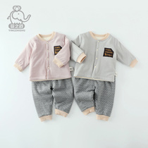 Baby Shu Boy Set Spring and Autumn Girls Winter Clothes Baby Cotton Clothes Two Pieces Baby Sports Warm Casual Clothes