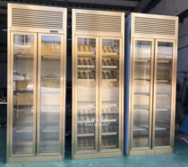 Light luxury household stainless steel wine cabinet Custom hotel titanium thermostat cabinet Winery liquor display rack Villa wine cellar wine cabinet