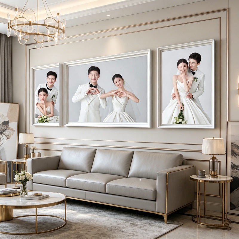 Living Room Wedding Photo Frame Wall Hanging Wedding Photo Enlargement Printing Triptych Family Portrait Combination Photo