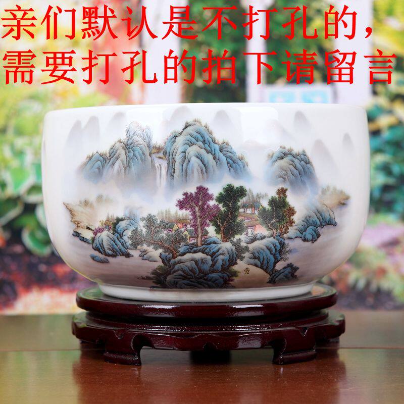 Jingdezhen Ceramic Fish Tank Brocade Carp Fish Basin Sleep Lotus Basin Water Fairy Basin Colorful Flower Turtle-shaped Vat Flower Pot