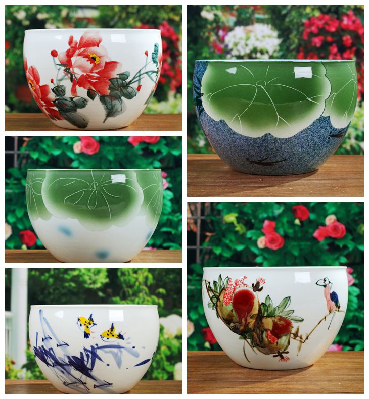 Jingdezhen Hand-painted Ceramic Flower Pot Multi-Meat Plant Flower Pots Creative Retro Indoor Outdoor Green Plant Potted Flower Pots