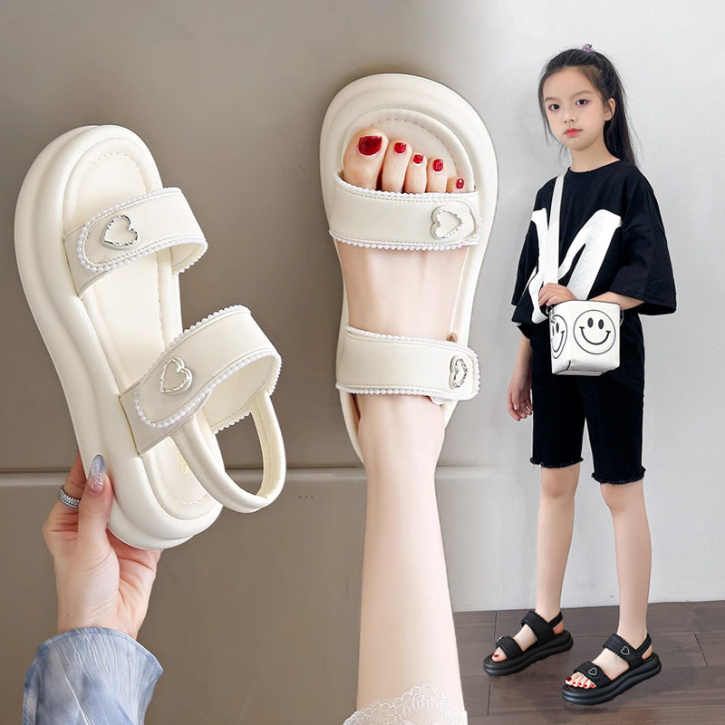 Girls' sandals 2026 Summer New style Children's fashionable and versatile soft-soled anti-slip Roman shoes Student lightweight beach shoes