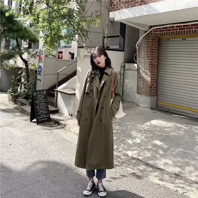 2021 Spring and Autumn New windbreaker coat autumn and winter women's long version of the British style light mature temperament goddess fan chic