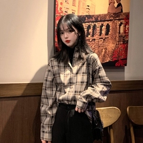 waitmore plaid shirt women wear retro port taste design sense niche 2021 new early spring long-sleeved velvet