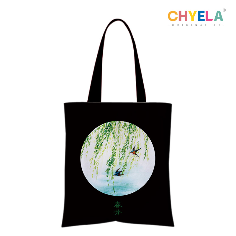 Ancient Wind  Festival Qi Canvas Bag eco-friendly bag Single shoulder bag Package female hand-painted student DIY to customize AD16