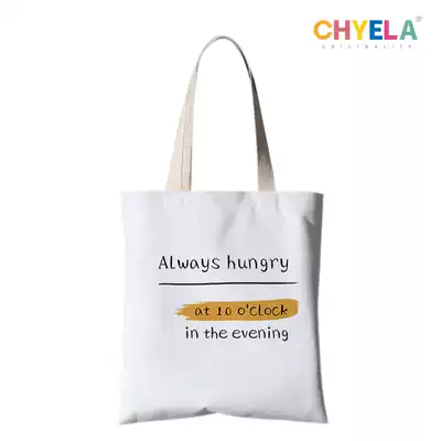 ins with the same paragraph hang Hunt English letters simple canvas bag female shoulder portable bag QT03