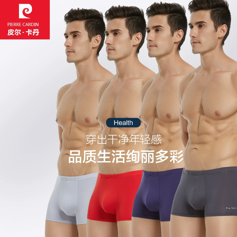 Đồ lót Pierre Cardin dành cho nam giới quần đùi boxer giữa eo phương thức 2020 quần đùi thoáng khí mới Quần đùi màu đỏ dành cho nam giới - Giống cái