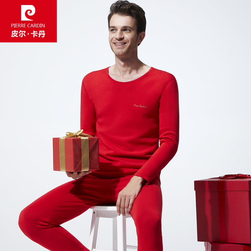 Pilcaden lingerie men's autumn winter plus suede thickened thermal underwear Modale red autumn clothes sanitary pants suit men