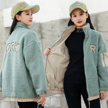 Girls fleece coat autumn and winter 2022 new style foreign gas thickened girl winter clothes 12-year-old girl lamb velvet 15