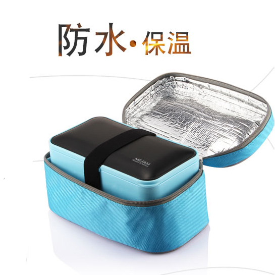 Lunch box bag insulation handbag Korean Japanese fashion large portable double layer lunch box bag insulation bag