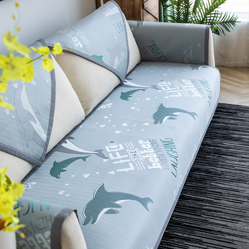 Sofa Mat Summer Mat Cool Mat Cool Mat Modern Minima Summer Non-slip Ice Silk Cushion Sofa Backrest Towel Hood Custom