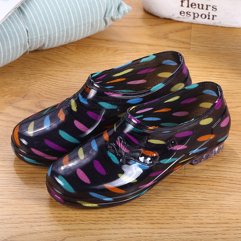 Low Bunch Waterproof Shoes Light Mouth Rain Shoes Rain Boots Work Water Boots Rubber Shoes Cover Shoes Women Short Cylinders Non-slip Adults Fashion Outwear