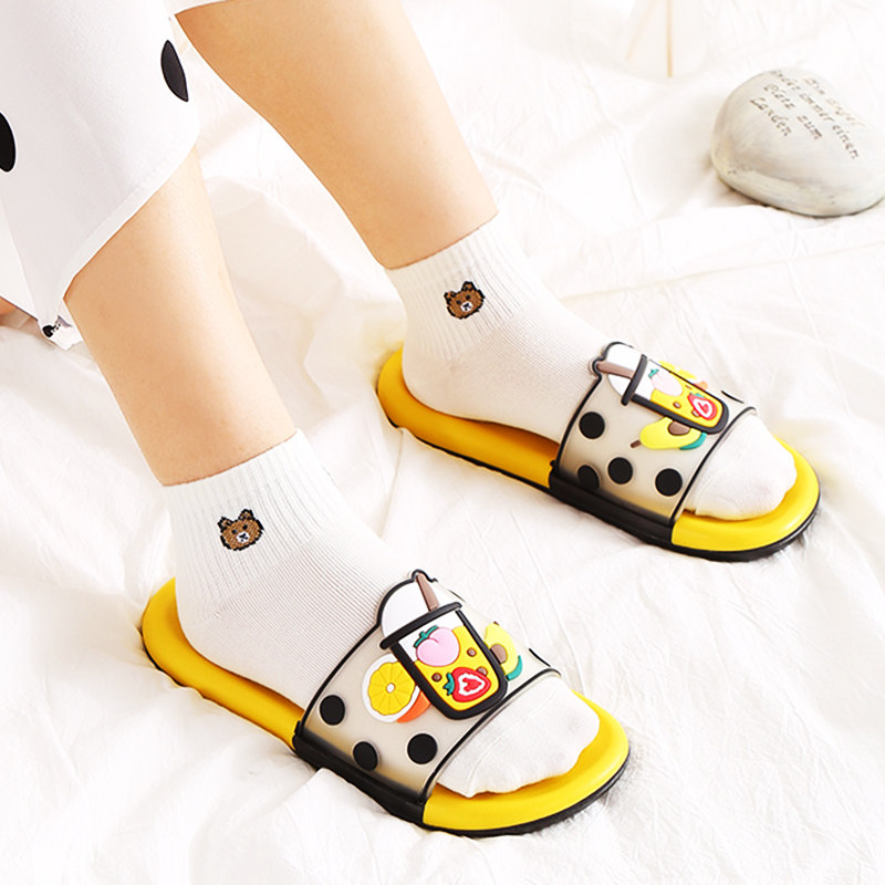 Fashion Soft Bottom Sandals Sandals Shoes Women Summer Outwear Students Korean Version Flat Bottom Lined Slippers Non-slip Home Bath Ins