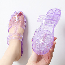 New sandals Summer Crystal hollow bag head anti-skid and fashionable two-wear jelly Rome leisure trawler red