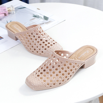 Bauku hollow coarse and sandals summer beach anti-slip fashion mom one word drag up high thickness base