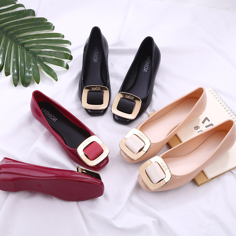 Low Bunch Waterproof Shoes New web Red fashion Exterior Wearing Rain Shoes Flat-bottomed Jelly Cover Shoes Women Adults Anti Slip Rubber Shoes Summer