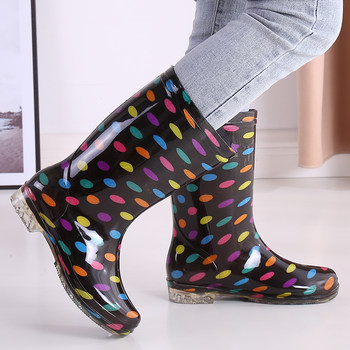 Mid-calf summer fashionable outer wear non-slip thickened rain boots for women