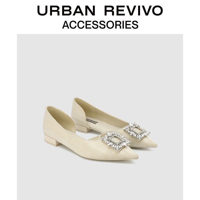 URBAN REVIVO2022 Spring New Products Lady Accessories Temperament Tip Drill Button single shoe AW07TS1N2001