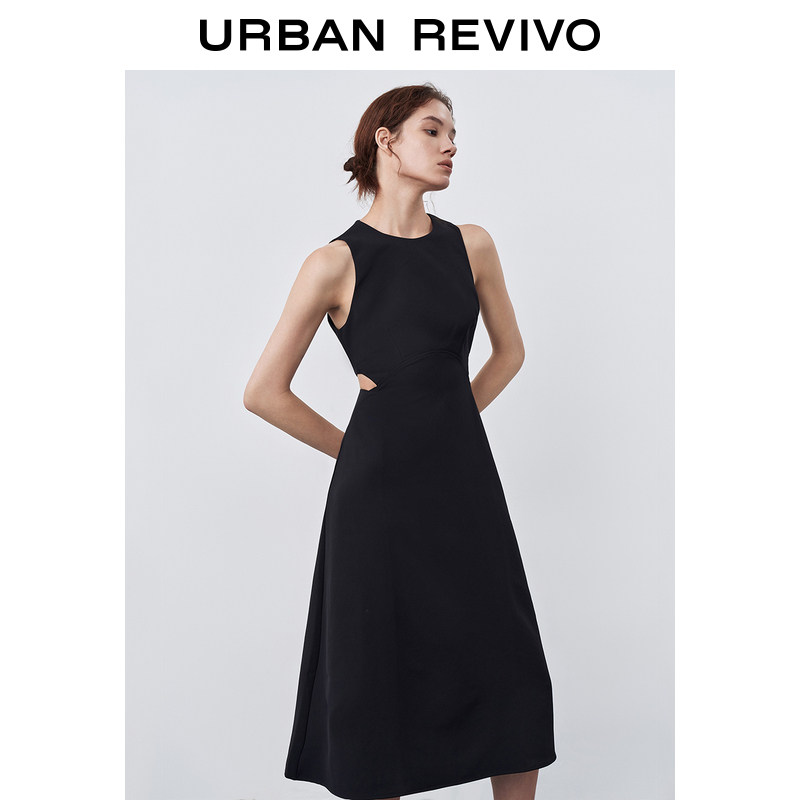 UR new pint woman's temperament hollowed-out medium length sleeveless dress WG32S7EE2000 -Taobao