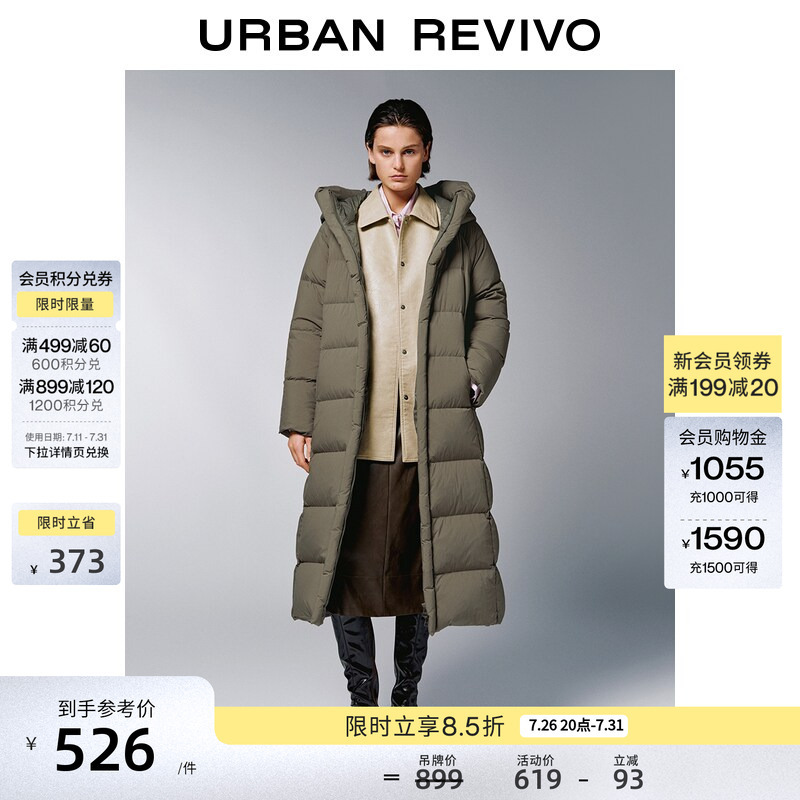 Ur New Winter Women's Clothing, Simple and Elegant Hooded Quilted Long down Jacket Uwm150106