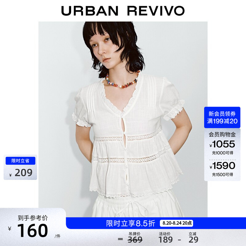 Ur2026 New Summer Women's Casual Lace Patchwork Ruffled Cardigan Shirt Uyl260039
