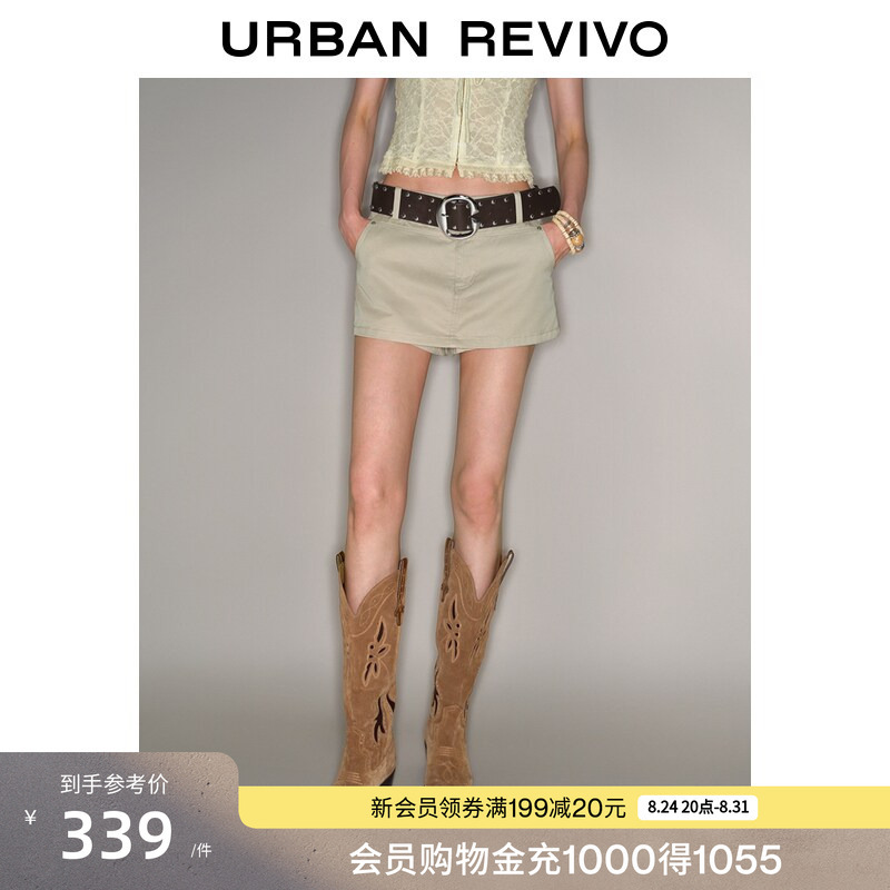Ur2026 New Autumn Style Women's Oatmeal Gray Trendy Rivet Belt Skirt-Style Shorts Uyv660112 Ur2026 New Autumn Style Women's Oatmeal Gray Trendy Rivet Belt Skirt-Style Shorts Uyv660112