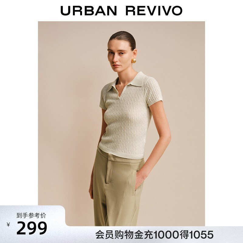 Ur2026 New Autumn Style Women's Slim-Fit Three-Dimensional Textured Polo Collar Sheep Wool Knitwear Uwh960059