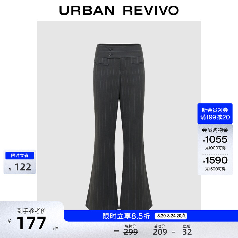 Ur2026 New Summer Women's Fashion Trendy Vertical Striped Double-Breasted Slim Long Flared Pants Uwj660096