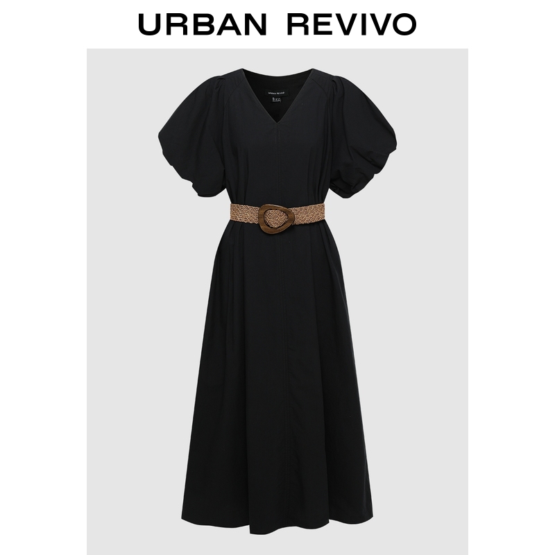 Ur2026 New Summer Women's Clothing Charming Retro Wide Belt V-Neck Dress Uwm760138