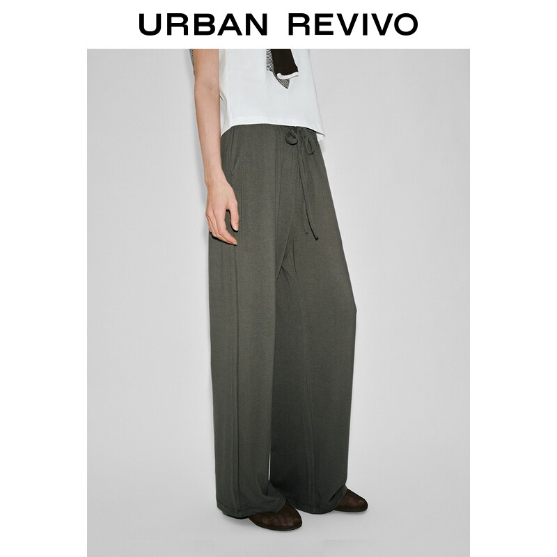 Wide Leg Pants High Waist Elastic Waistband Knit Fabric ราคา 1,497 บาท*ส่งฟรี