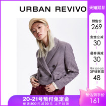 UR Spring and Autumn New Youth Women fashion casual color pattern check lapel collar suit YU02S1CE2000