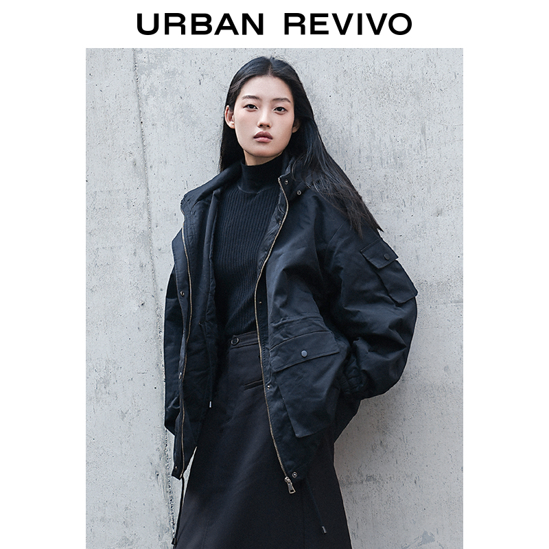 UR2023 Autumn Winter New Women's Fashion Outdoor Casual Warm Detachable Fur Collar COTTON CLOTHING UWV130099 -Taobao