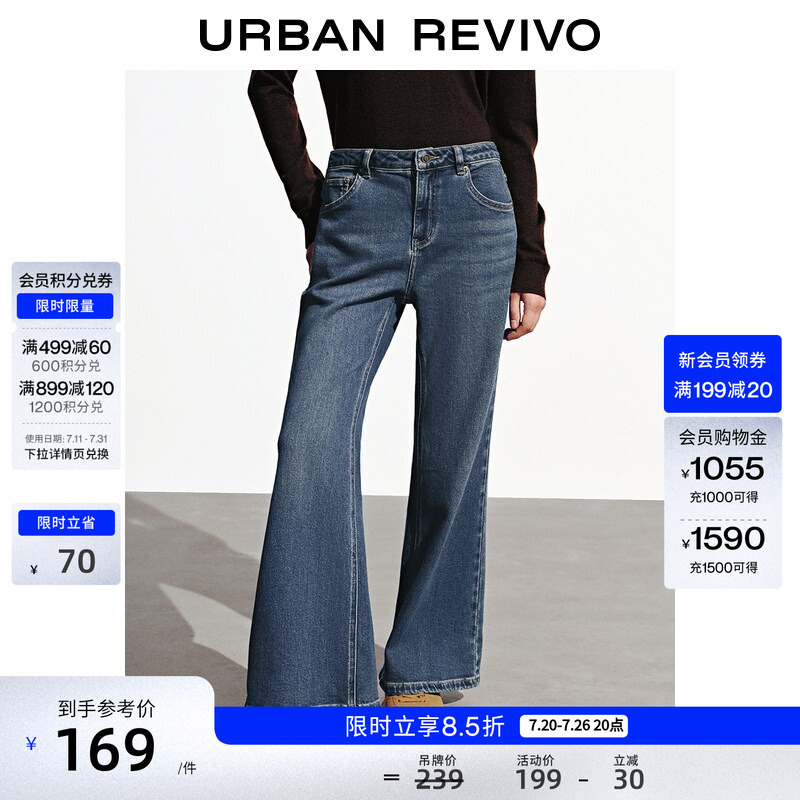 Ur2026 New Autumn Women's Retro Denim Washed Whiskered Flared Jeans Uyb860001