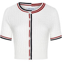 UR2024 new autumn womens college style cable textured short-sleeved knitted cardigan UWU940180