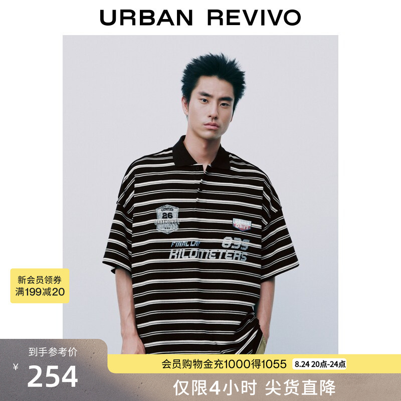 Ur2026 New Autumn Men's Clothing with Contrasting Colors, Distressed Print, Striped Jersey-Style Polo Shirt Uuv460165 Ur2026 New Autumn Men's Clothing with Contrasting Colors, Distressed Print, Striped Jersey-Style Polo Shirt Uuv460165