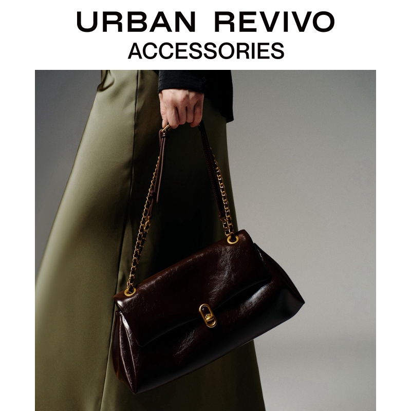 Urban Revivo2026 New Summer Style Women's Oil Wax Leather Lock Shoulder Crossbody Bag Uawb60015+