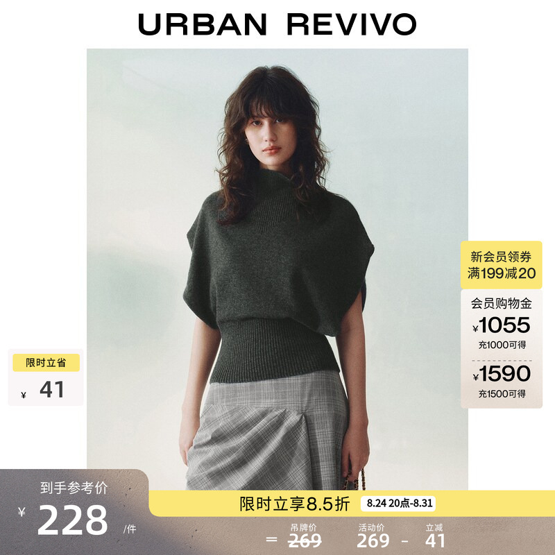 Ur2026 New Autumn Women's Fashion Trendy Elegant One-Piece Sleeve Stand-Up Collar Loose Knit Sweater Uwj960050+ #