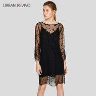 UR2018 mùa xuân và mùa hè mới phụ nữ và phụ nữ hai mảnh lưới gạc sao ăn mặc WG08S7BN2010