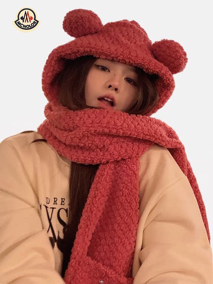 여자의 겨울 노크 귀여운 봉제 곰 모자 스카프 장갑
