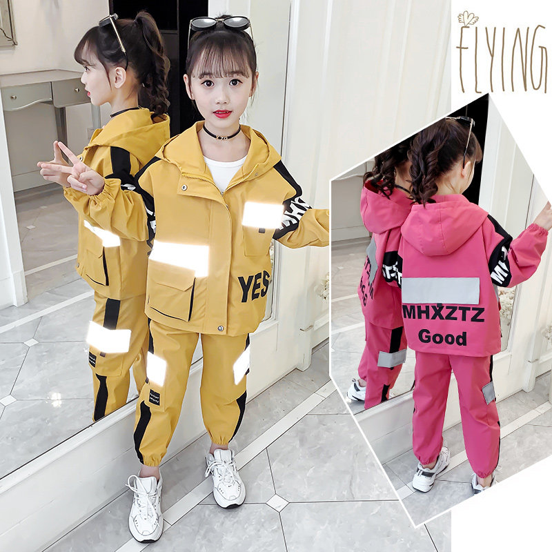 Girl Suit Network Red Ocean Faction 2022 New Spring Autumn Trendy Children Suit CUHK Child Fall Leisure Two-Style Tide