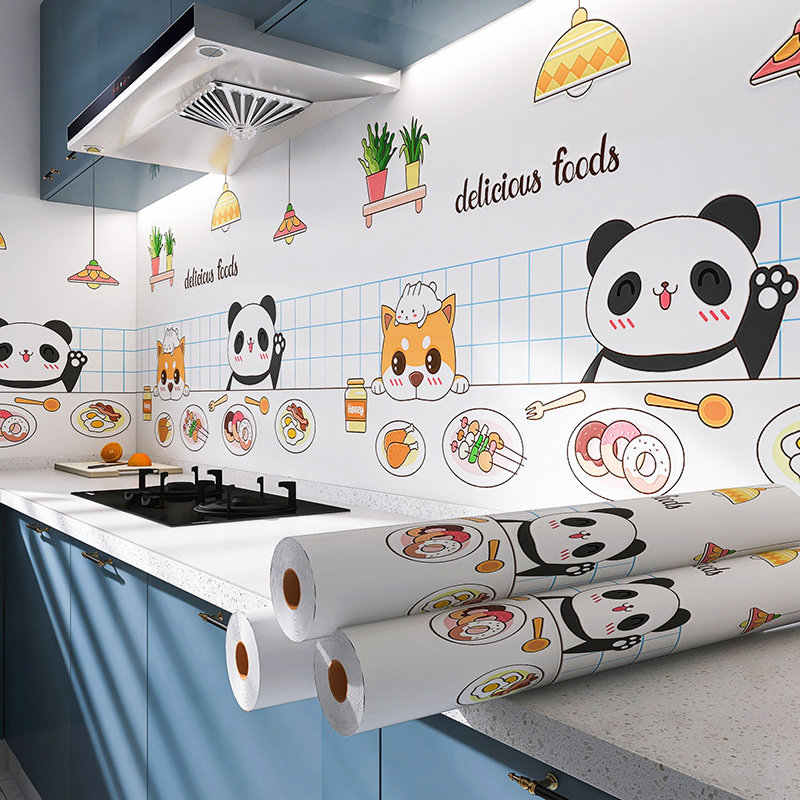 Kitchen oil-proof stickers cabinet stove oil smoke machine wall with waterproof tidal tiles on wall adhesive clown wallpaper
