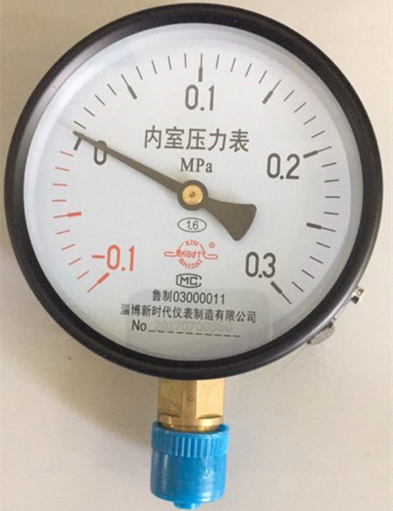 新时代内室压力表-0.1-0.3山东新华脉动真空配件压力表配件