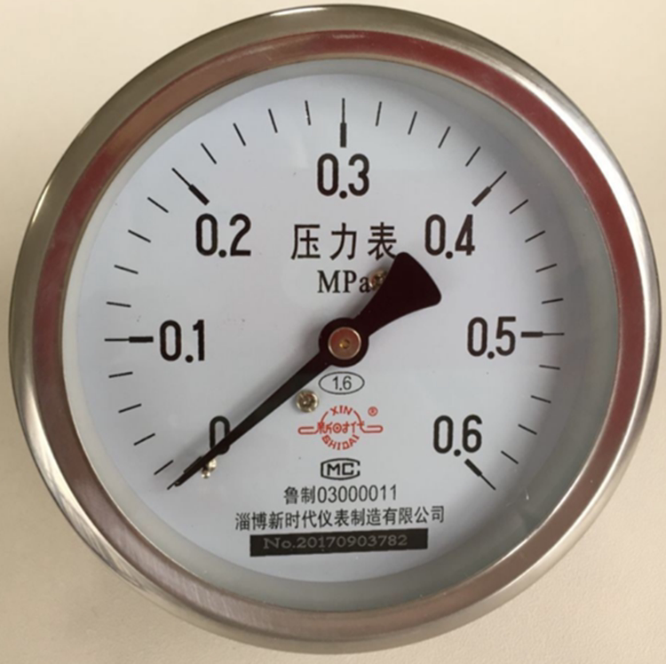 山东淄博新时代0-0.6MPA压力表配件轴向Y100 接口M20*1.5精度1.6
