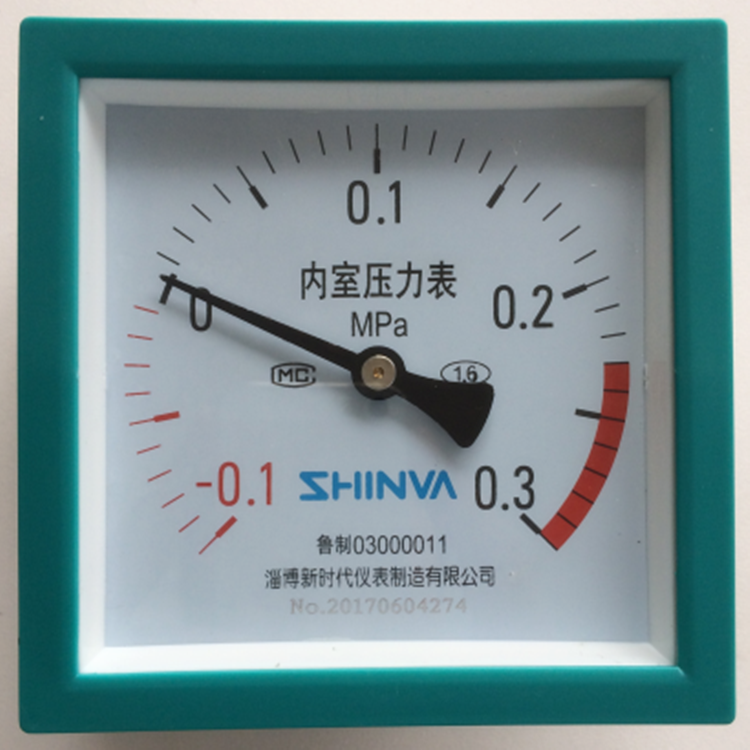 淄博新时代内室压力表-0.1-0.3MPA山东新华脉动真空配件